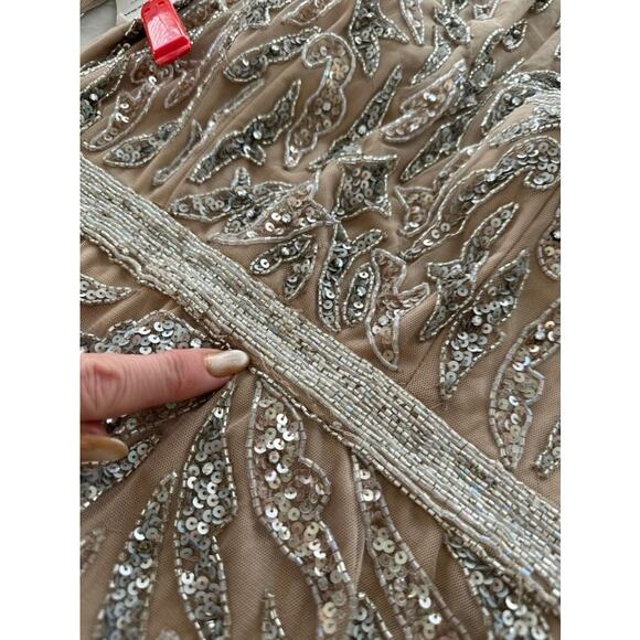 Mac Duggal #5124 Mocha Sequin Full Maxi Dress Size 4 NEW Wedding Party Prom - Picture 14 of 16